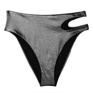 Victoria’s Secret Silver Shimmer High Waist Cheeky Bikini Swim Bottom sz S NWT
